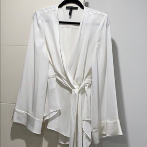 Bcbg white tie blouse